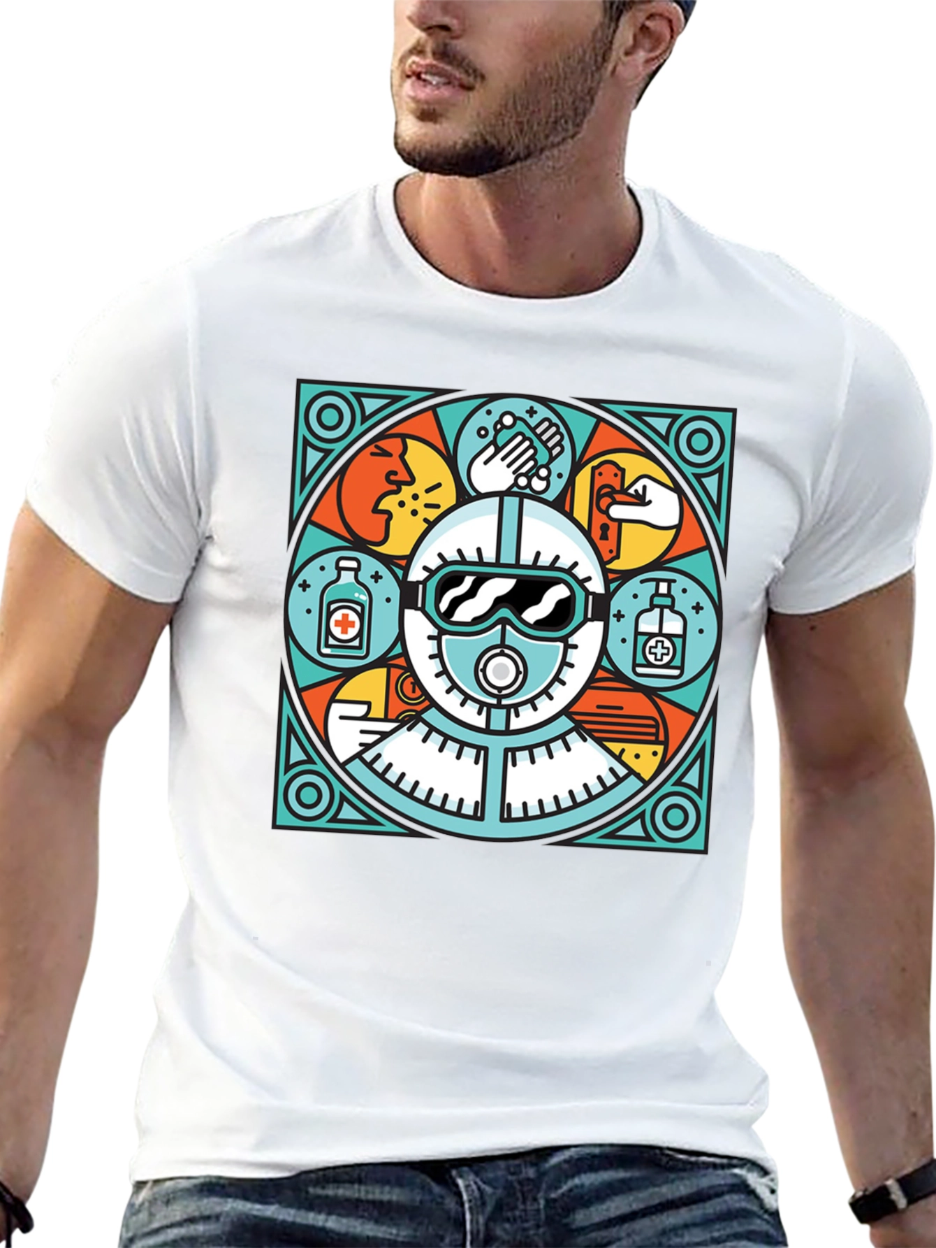 Unique Black T-Shirt with Safety Graphic
