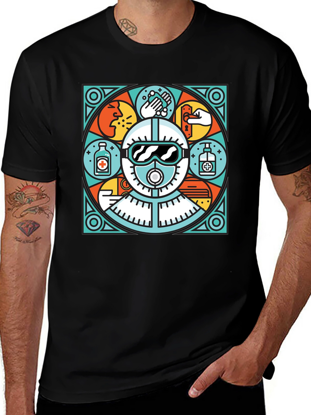 Unique Black T-Shirt with Safety Graphic