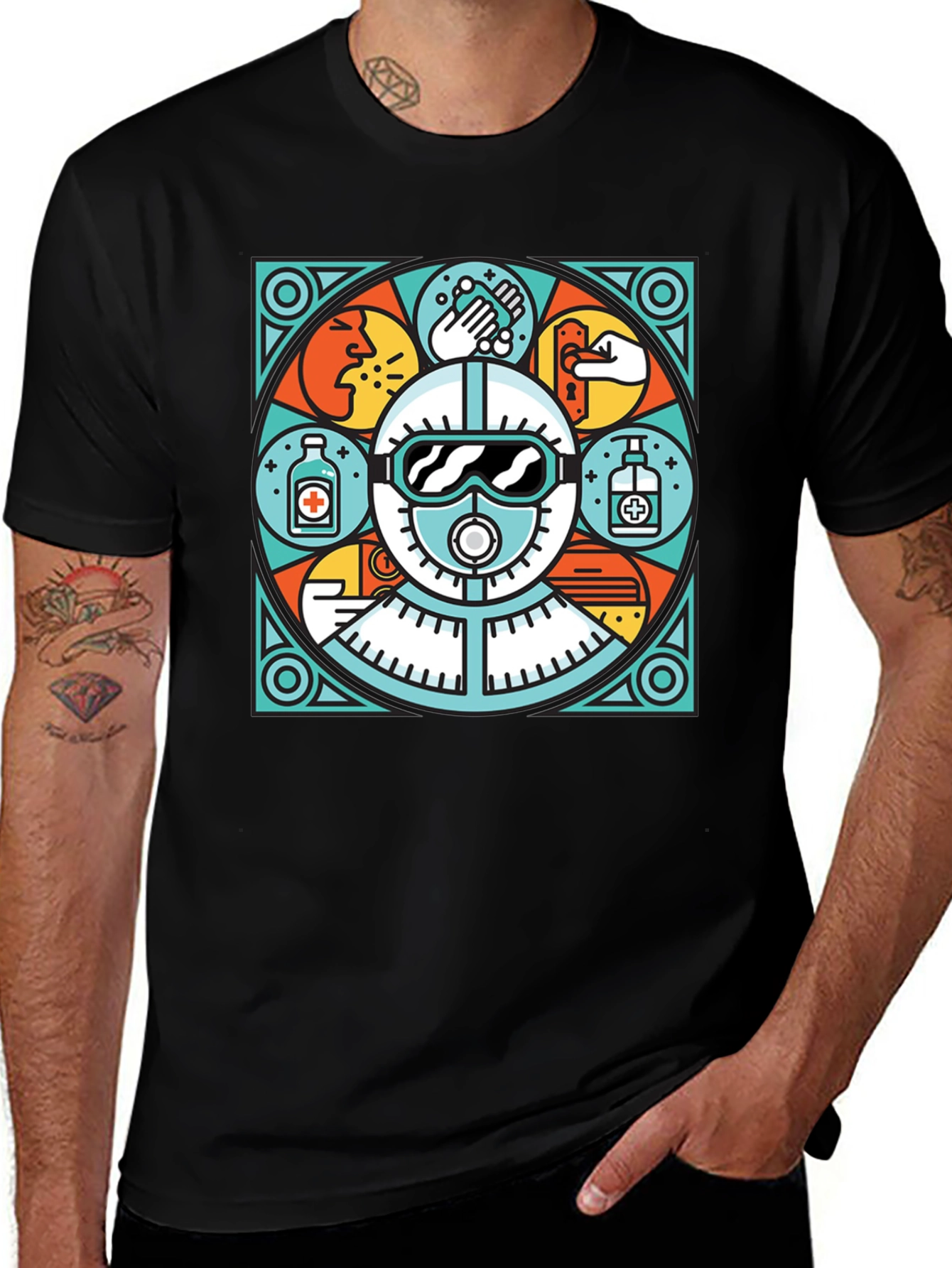 Unique Black T-Shirt with Safety Graphic