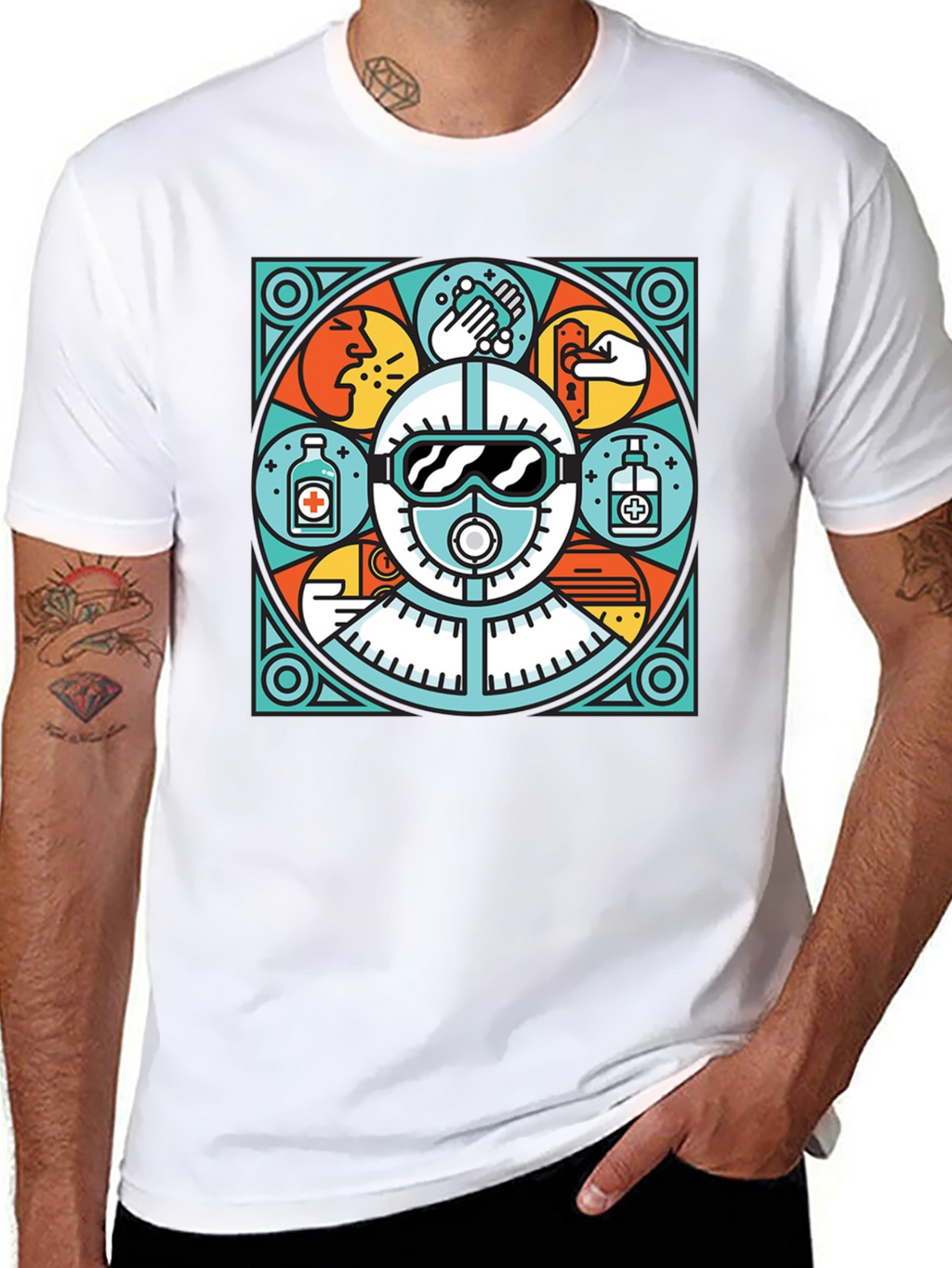 Unique Black T-Shirt with Safety Graphic