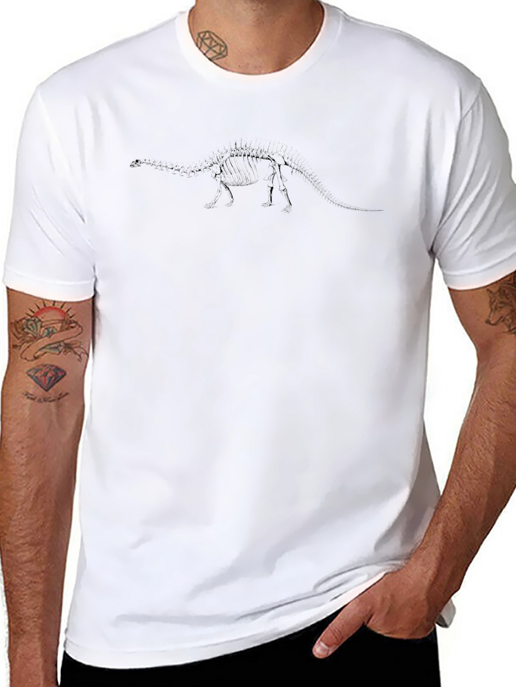 Dinosaur Skeleton Graphic Black T-Shirt