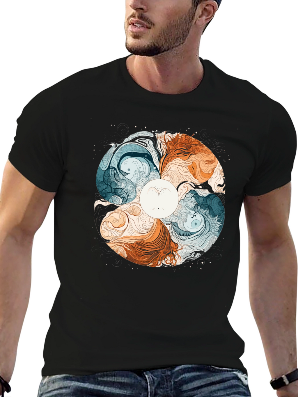 Yin Yang Style Graphic Tee - Balance & Harmony