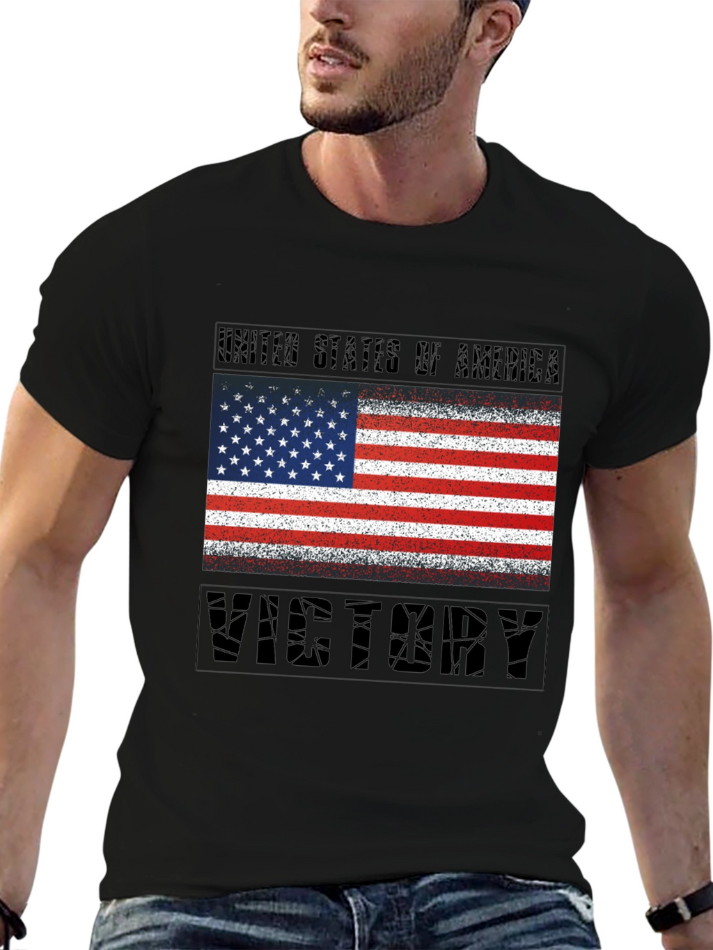 USA Flag Victory T-Shirt - Patriotic Graphic Tee