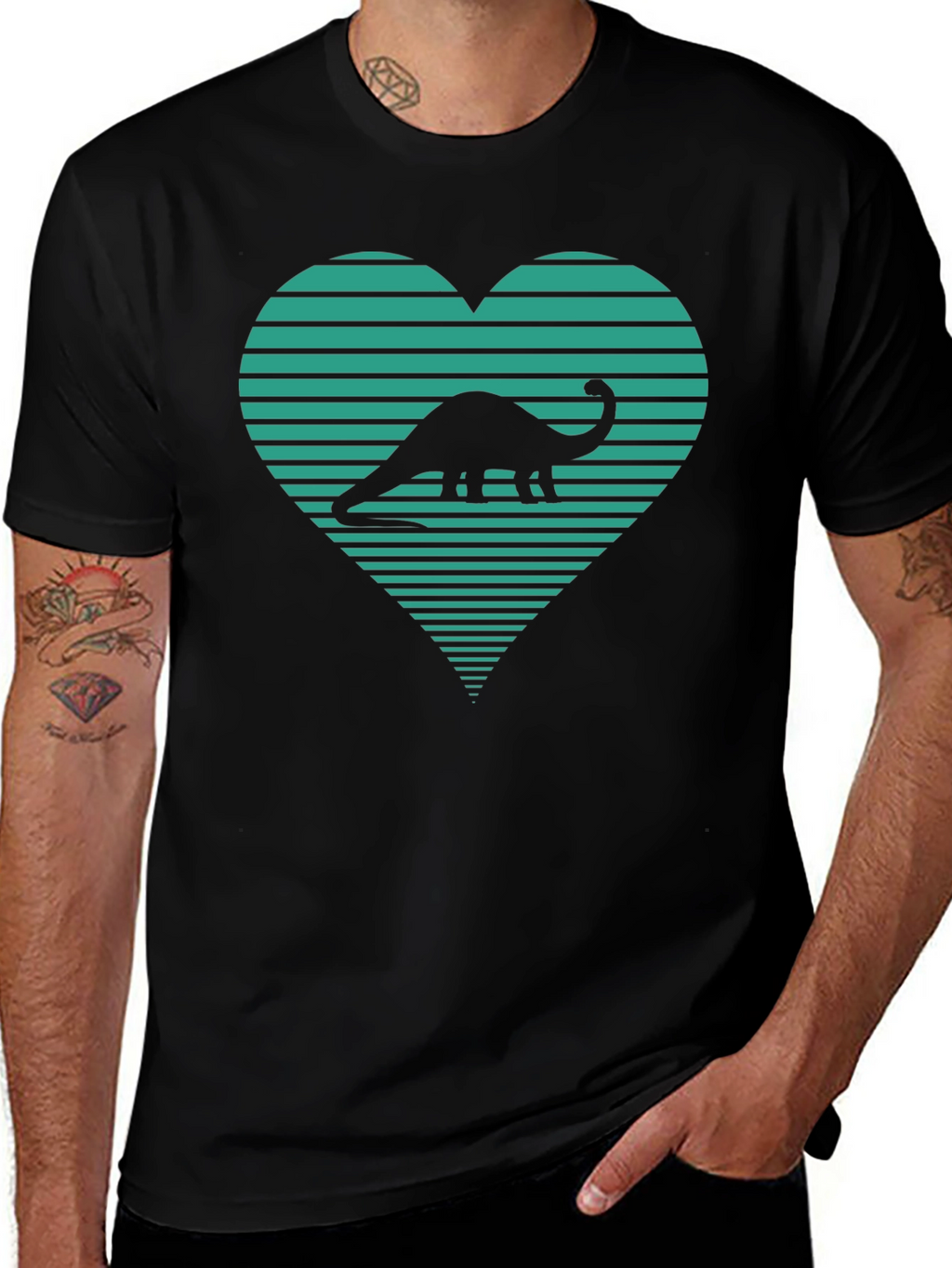 Dinosaur Heart Graphic Tee - Black