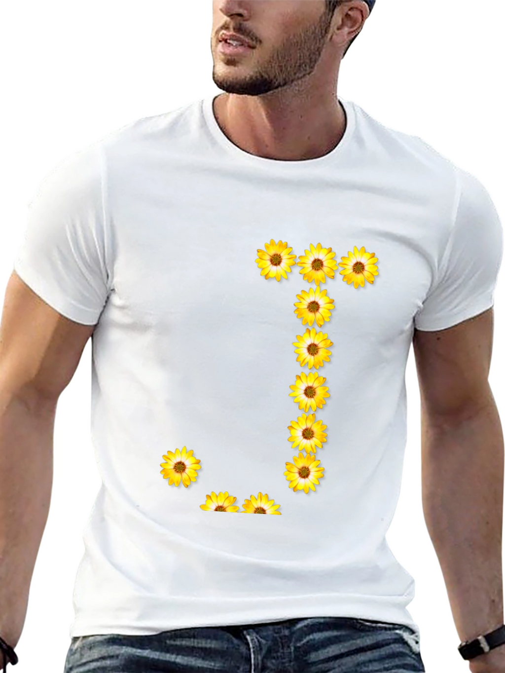 Sunflower Letter J Black T-Shirt