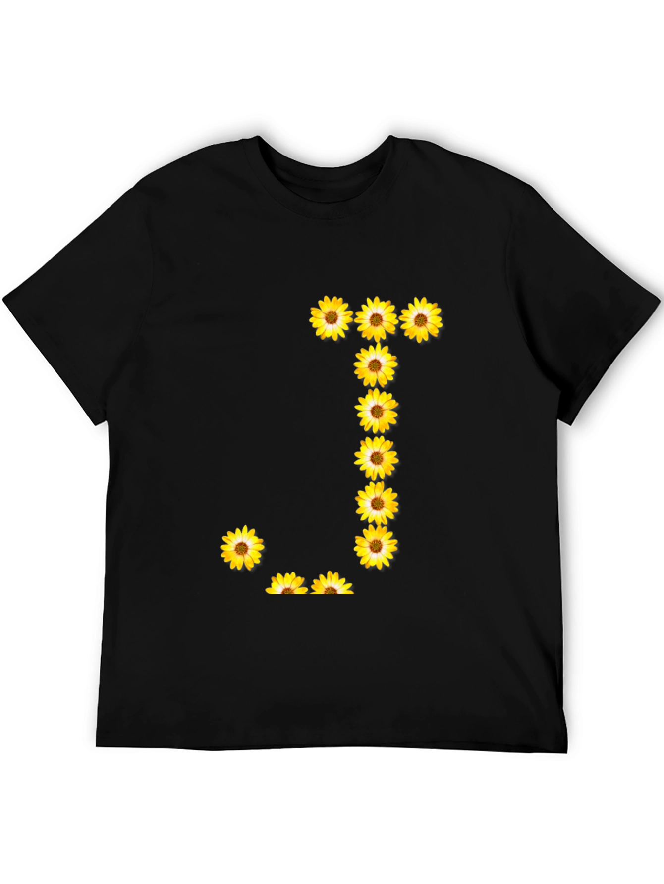 Sunflower Letter J Black T-Shirt