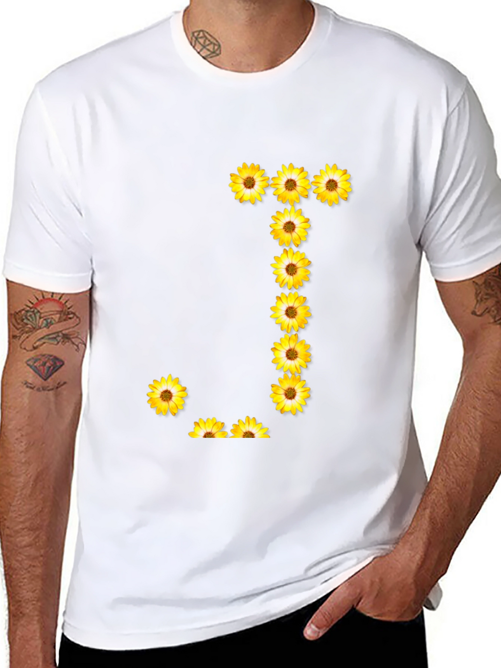 Sunflower Letter J Black T-Shirt