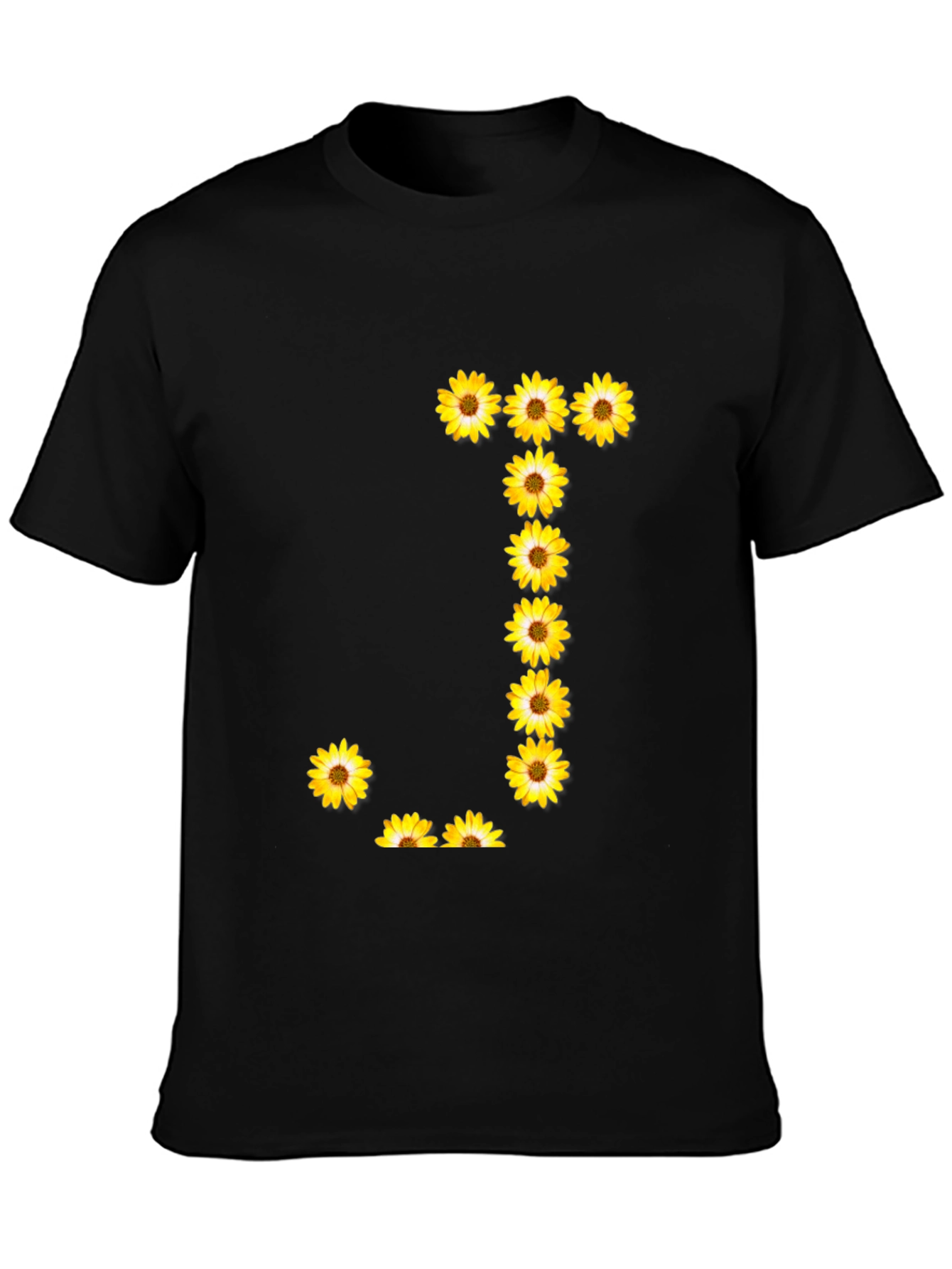 Sunflower Letter J Black T-Shirt