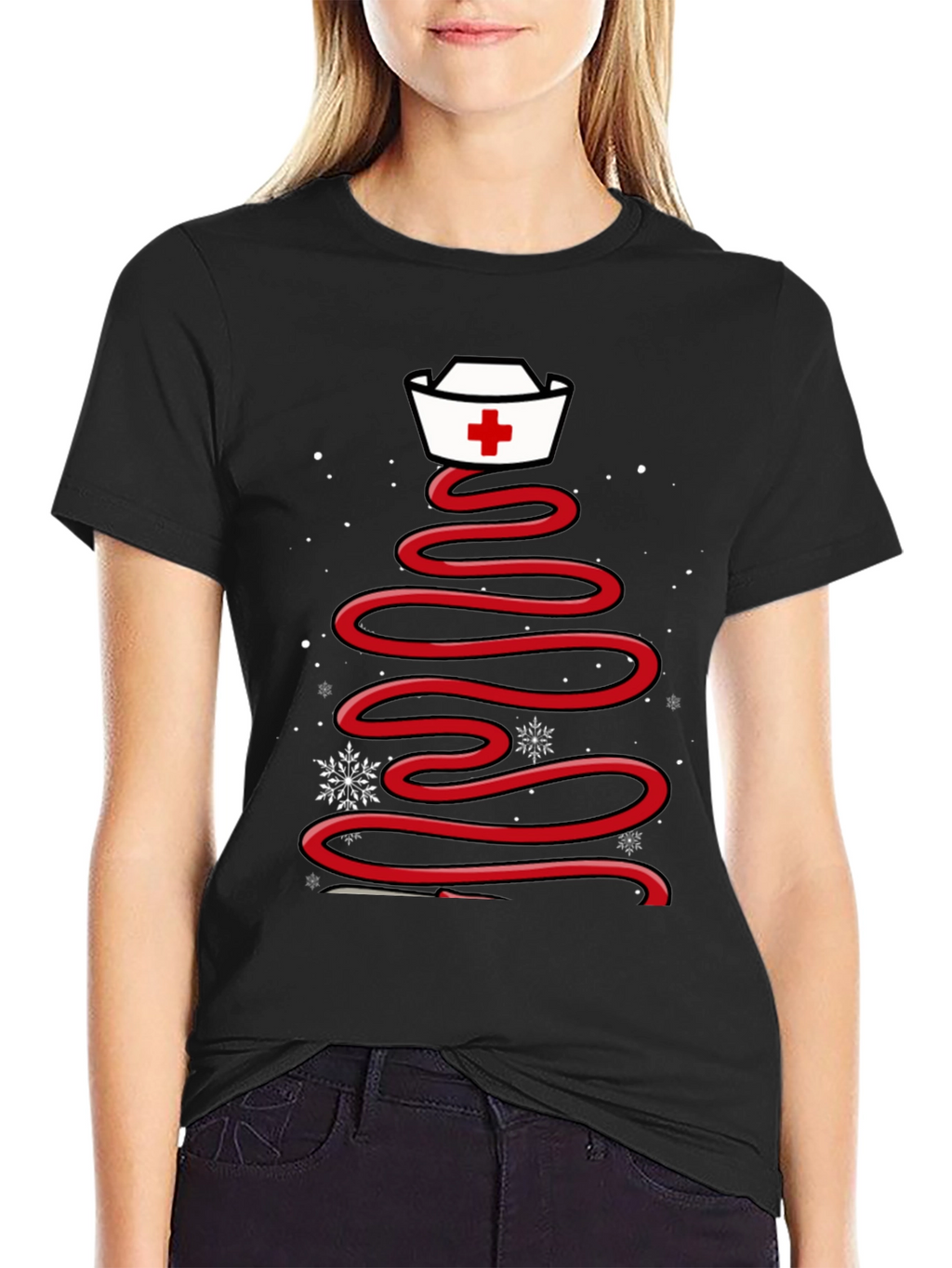 Nurse Christmas Tree Graphic T-Shirt Holiday Tee
