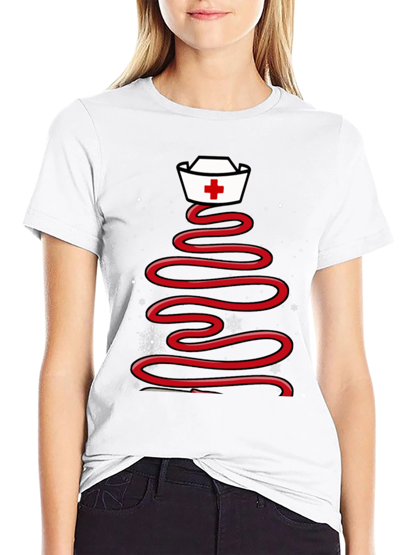 Nurse Christmas Tree Graphic T-Shirt Holiday Tee
