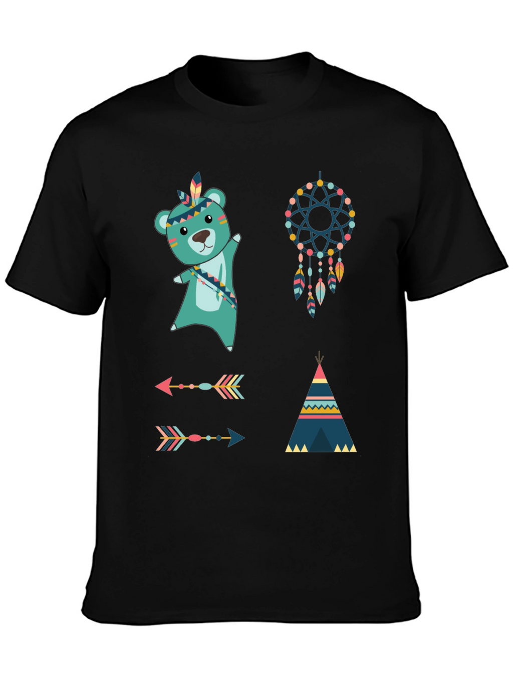 Native American T-Shirt: Bear Dreamcatcher Arrows Tee