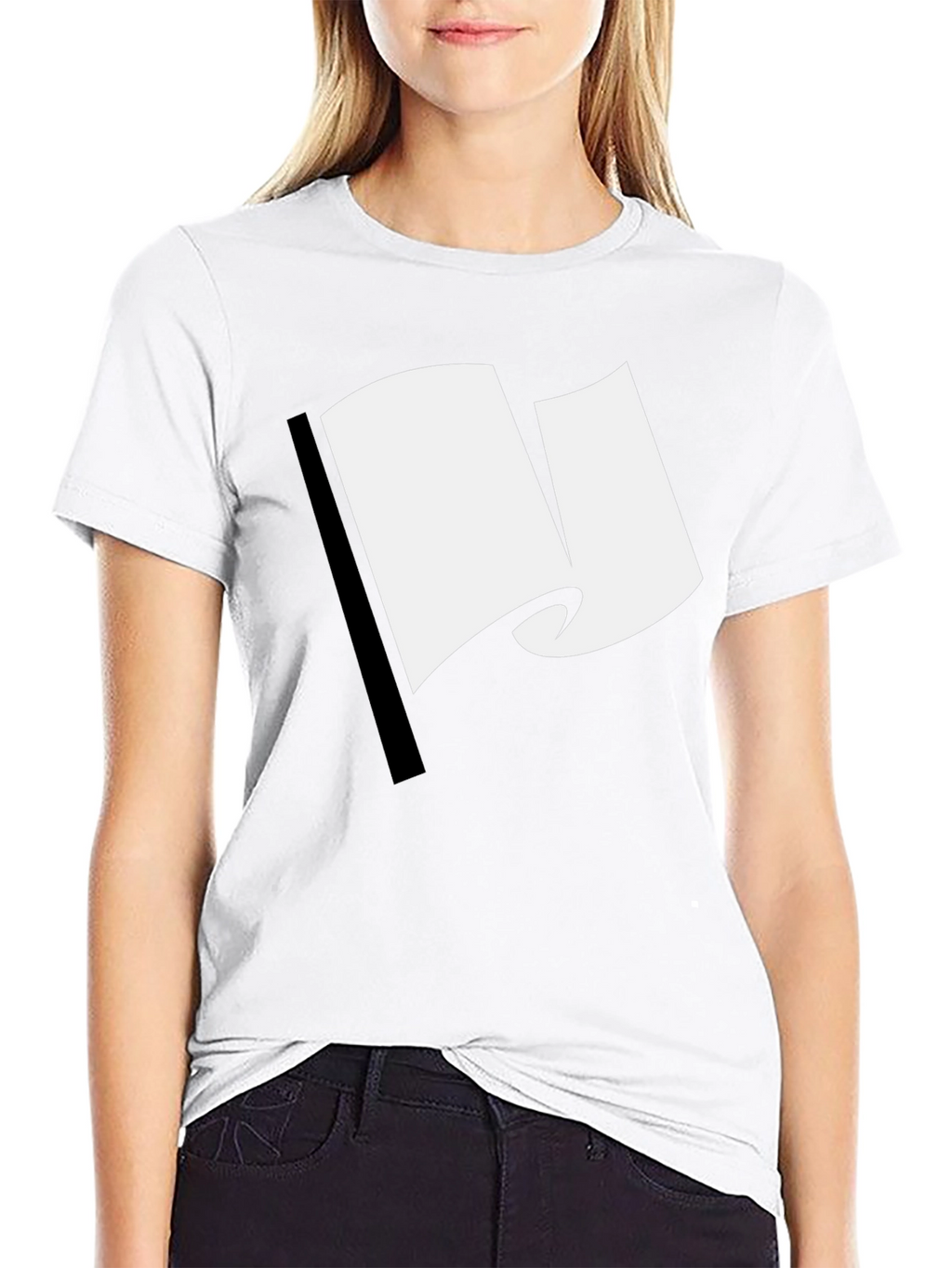 Black T-Shirt with White Flag Graphic Design