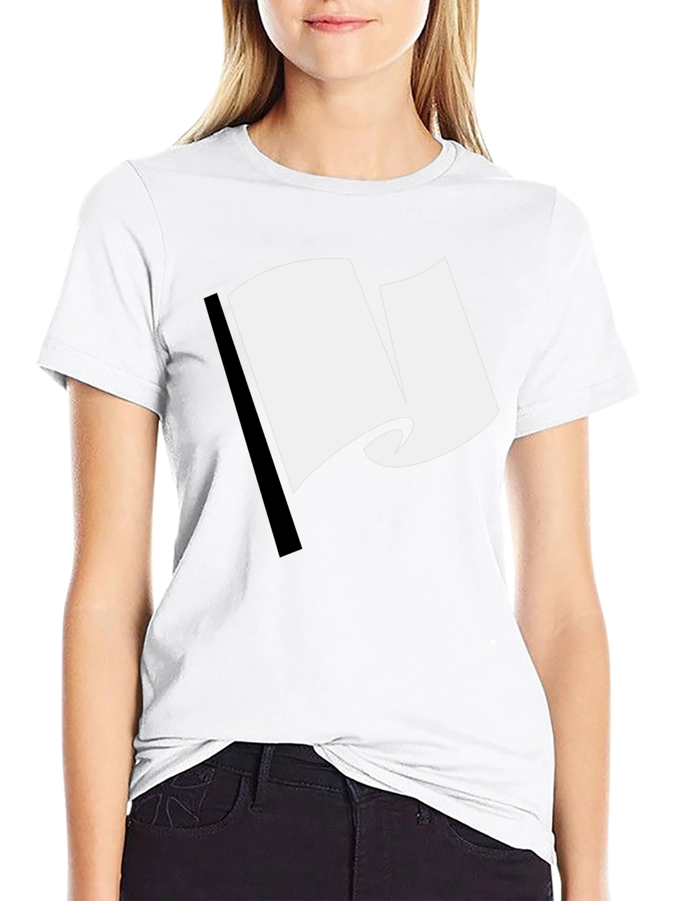 Black T-Shirt with White Flag Graphic Design