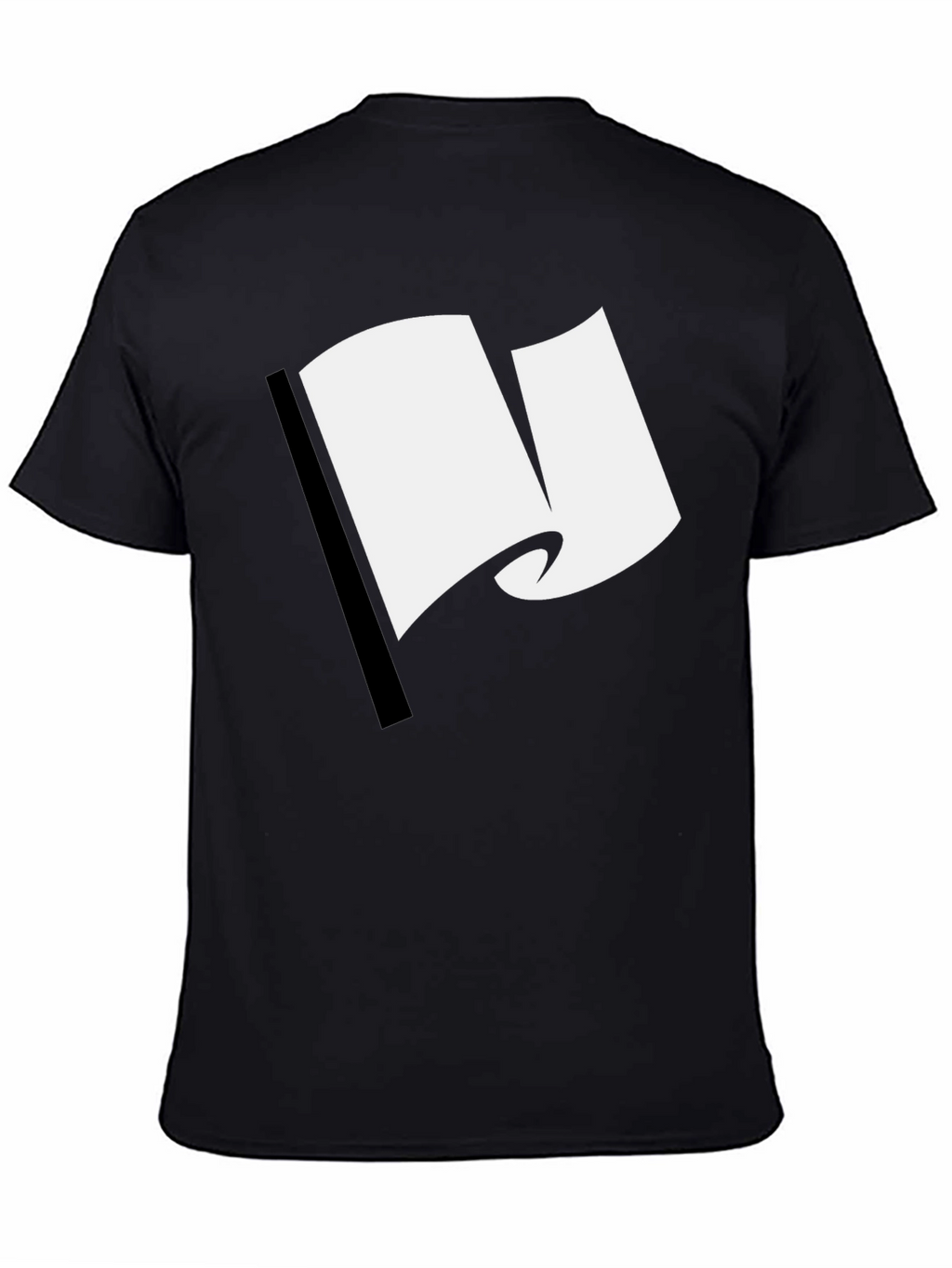 Black T-Shirt with White Flag Graphic Design