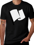 Black T-Shirt with White Flag Graphic Design