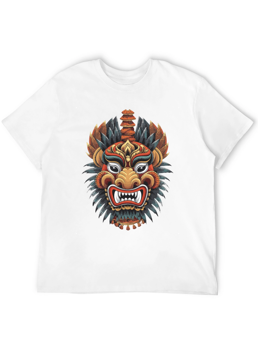 Dragon Mask Graphic Tee - Cool Design Soft Cotton