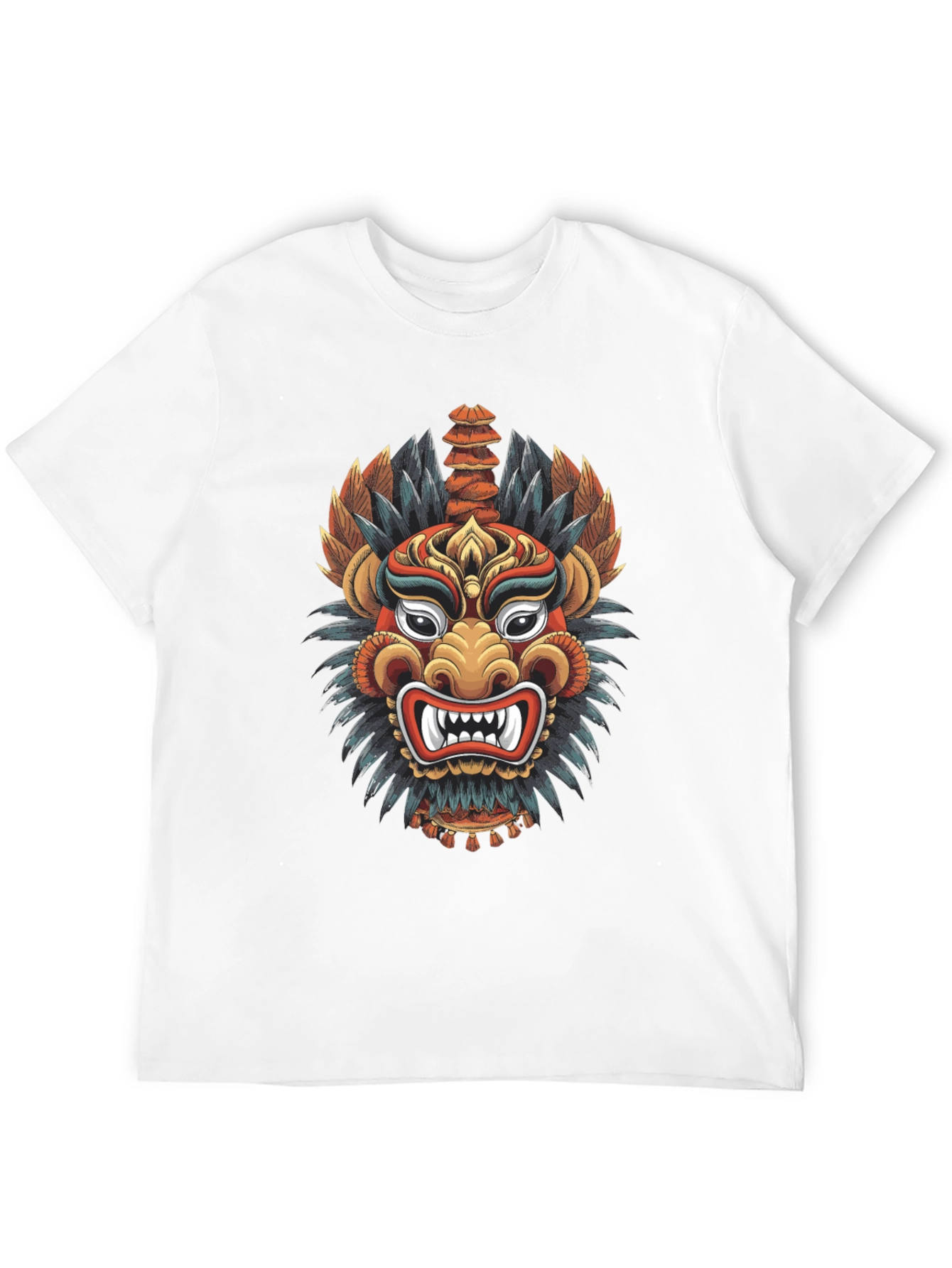 Dragon Mask Graphic Tee - Cool Design Soft Cotton