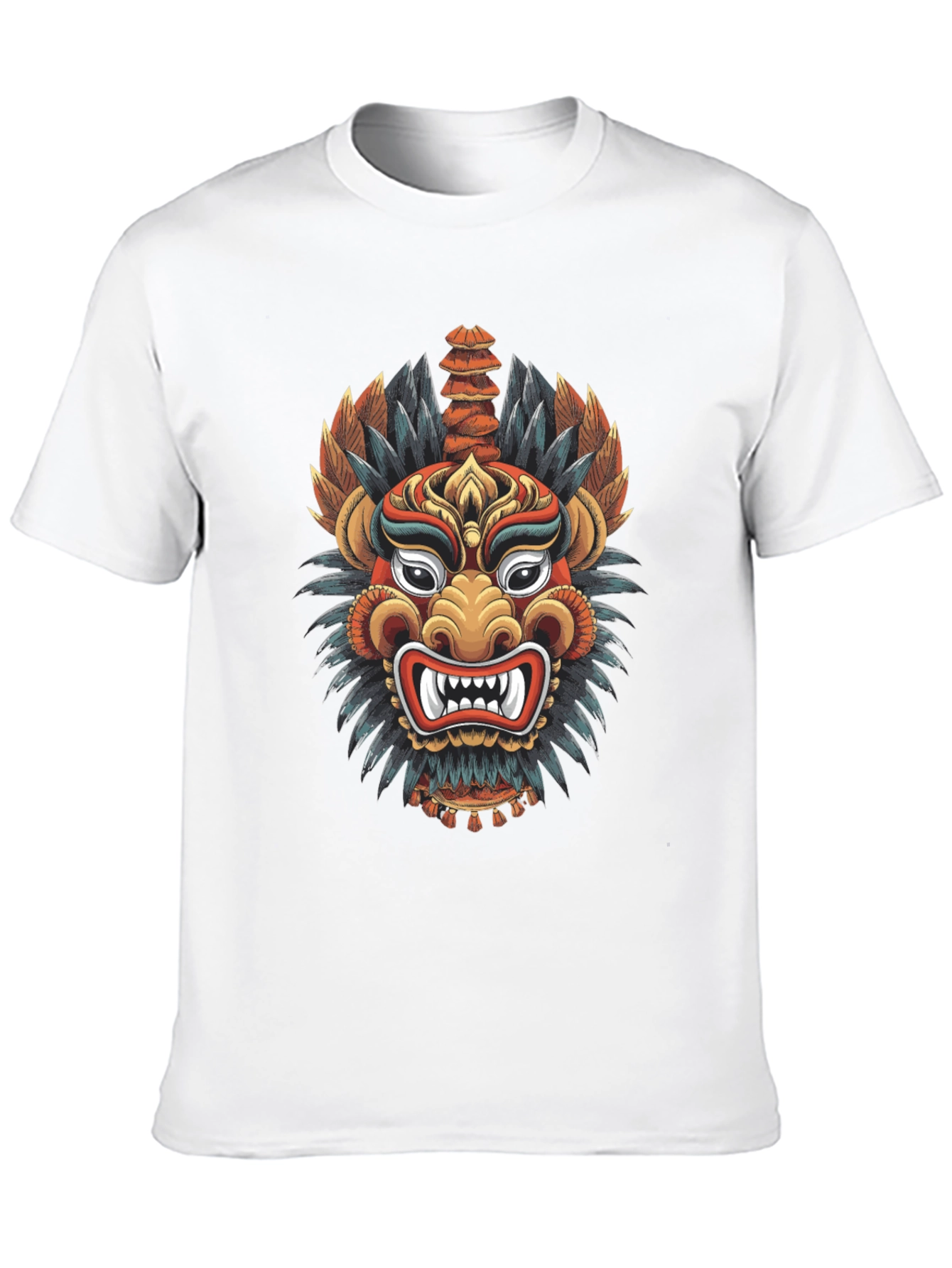 Dragon Mask Graphic Tee - Cool Design Soft Cotton