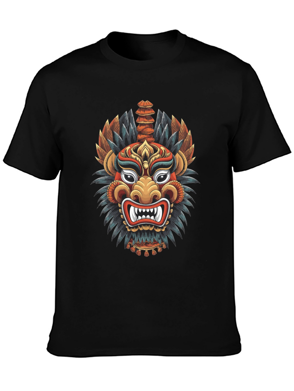 Dragon Mask Graphic Tee - Cool Design Soft Cotton
