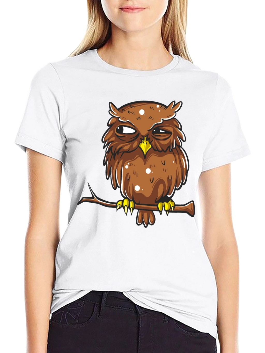 Grumpy Owl Graphic Tee - Mens Black Cotton T-Shirt