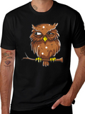 Grumpy Owl Graphic Tee - Mens Black Cotton T-Shirt