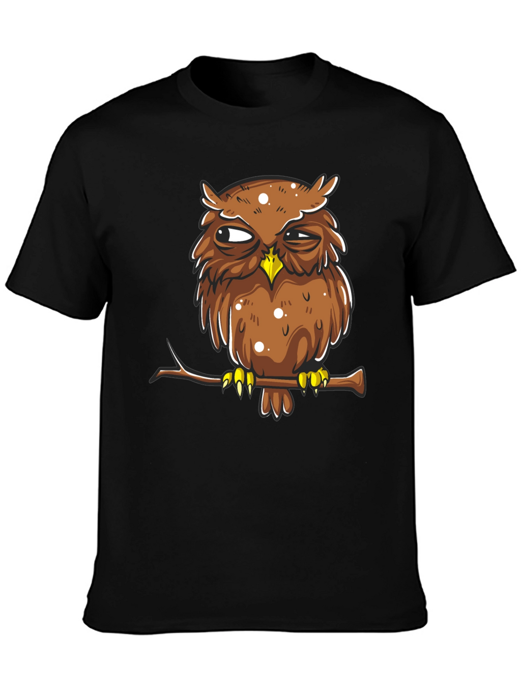 Grumpy Owl Graphic Tee - Mens Black Cotton T-Shirt