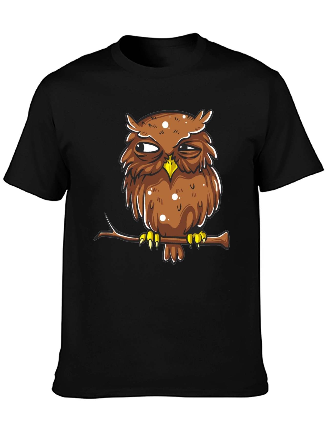Grumpy Owl Graphic Tee - Mens Black Cotton T-Shirt