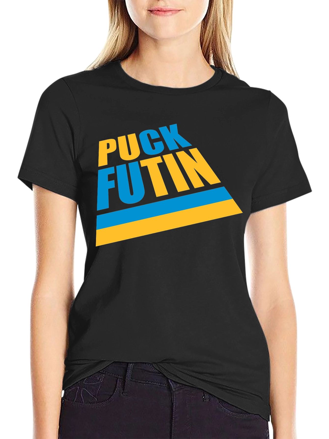 Puck Futin Graphic T-Shirt - Black Crew Neck