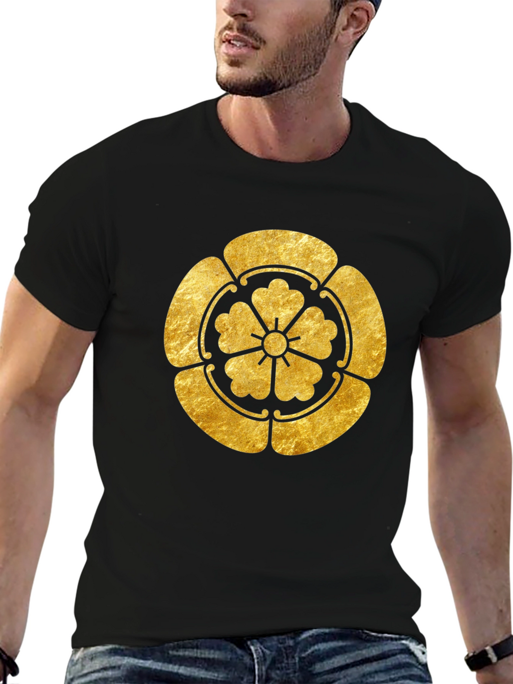 Gold Japanese Kamon Crest Graphic Tee