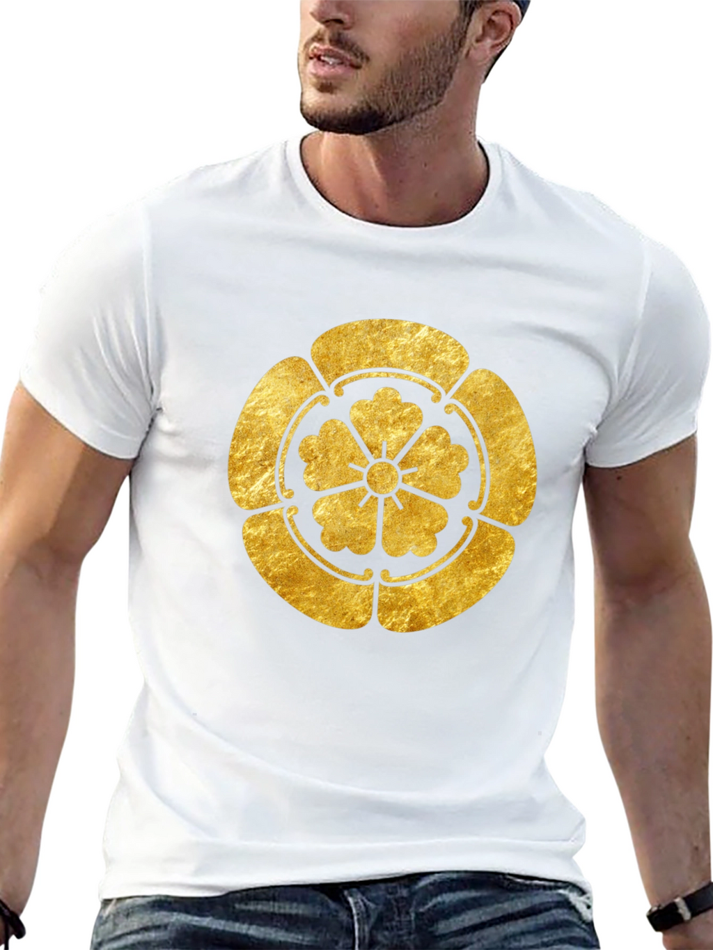 Gold Japanese Kamon Crest Graphic Tee
