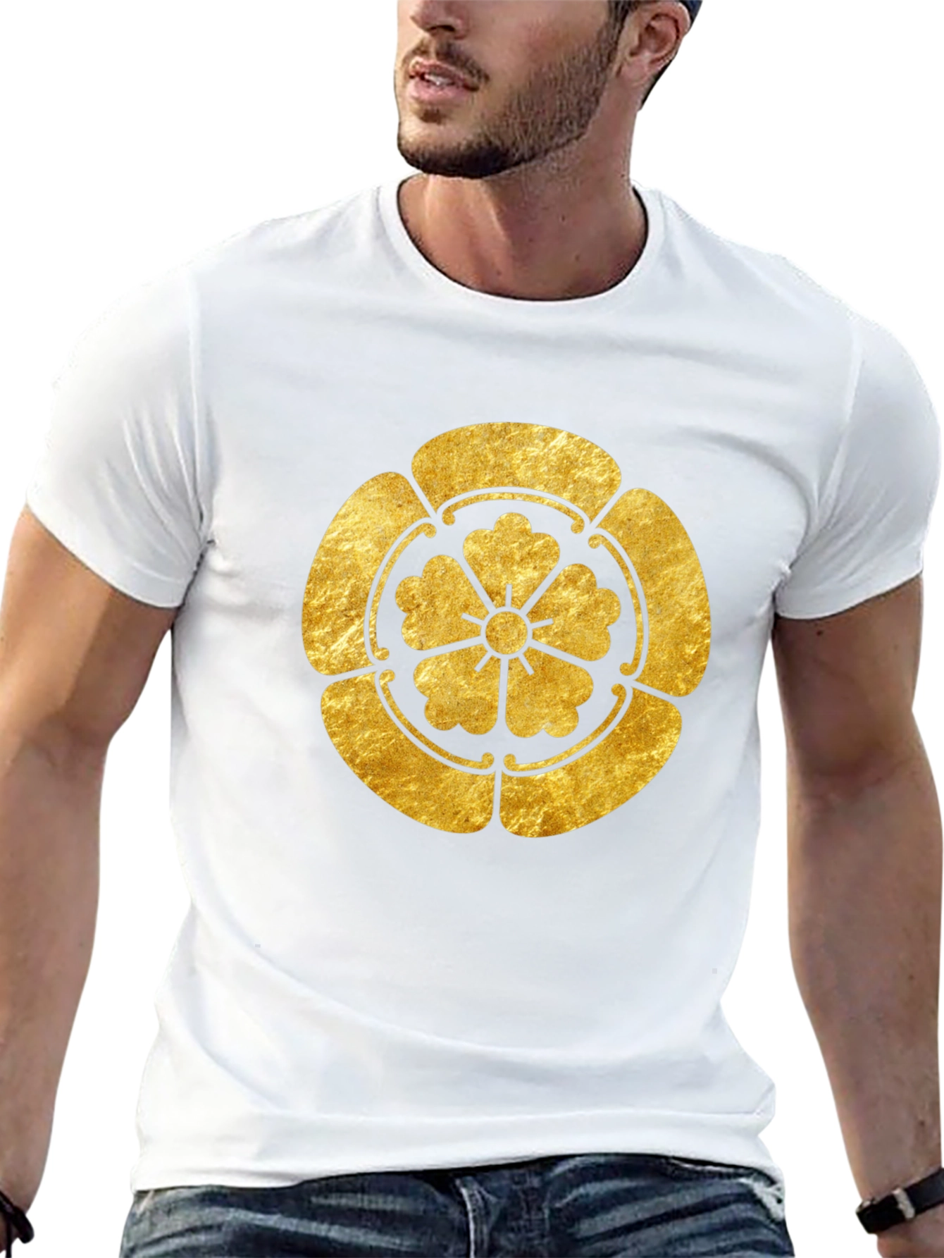 Gold Japanese Kamon Crest Graphic Tee