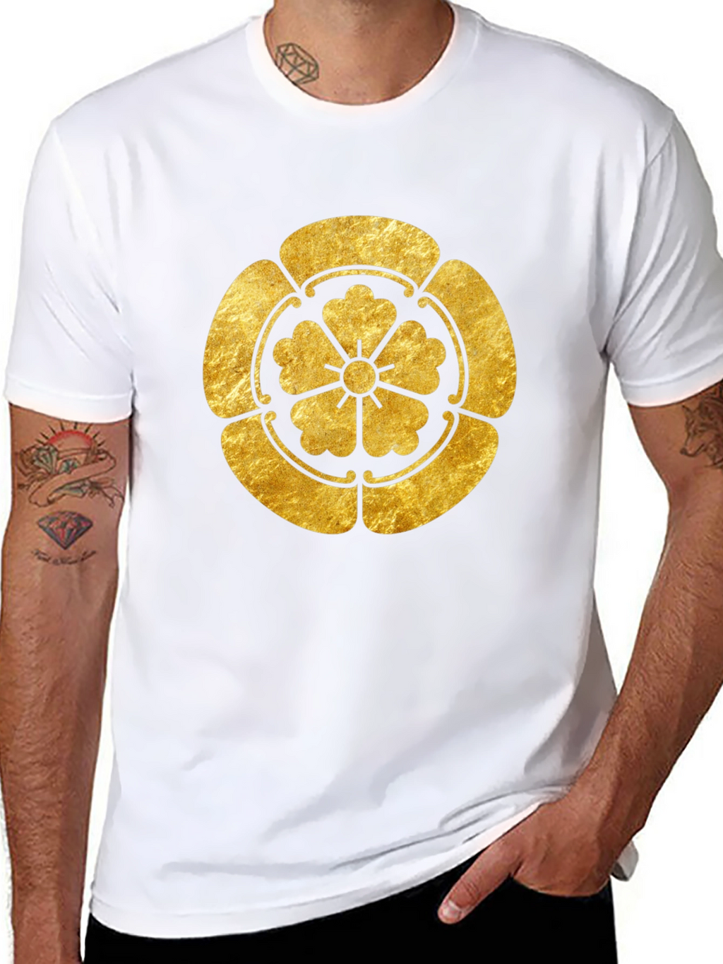 Gold Japanese Kamon Crest Graphic Tee