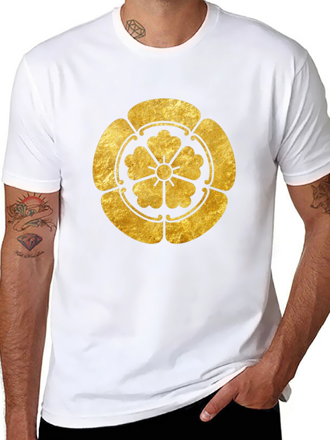 Gold Japanese Kamon Crest Graphic Tee