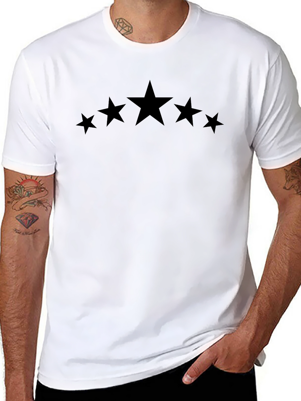 Black Five Star Crew Neck T-Shirt