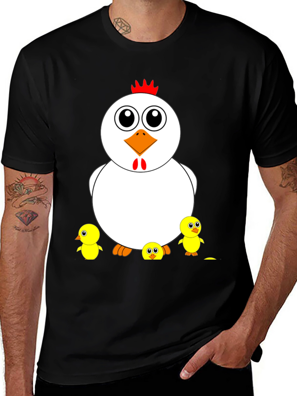 Funny Chicken & Chicks Graphic T-Shirt