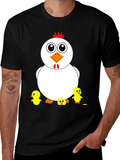 Funny Chicken & Chicks Graphic T-Shirt