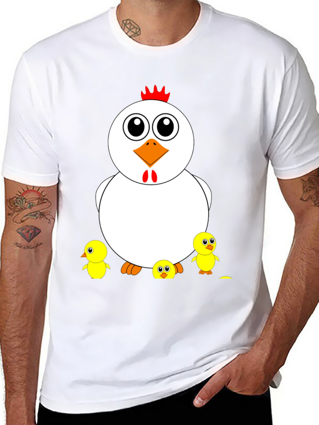 Funny Chicken & Chicks Graphic T-Shirt