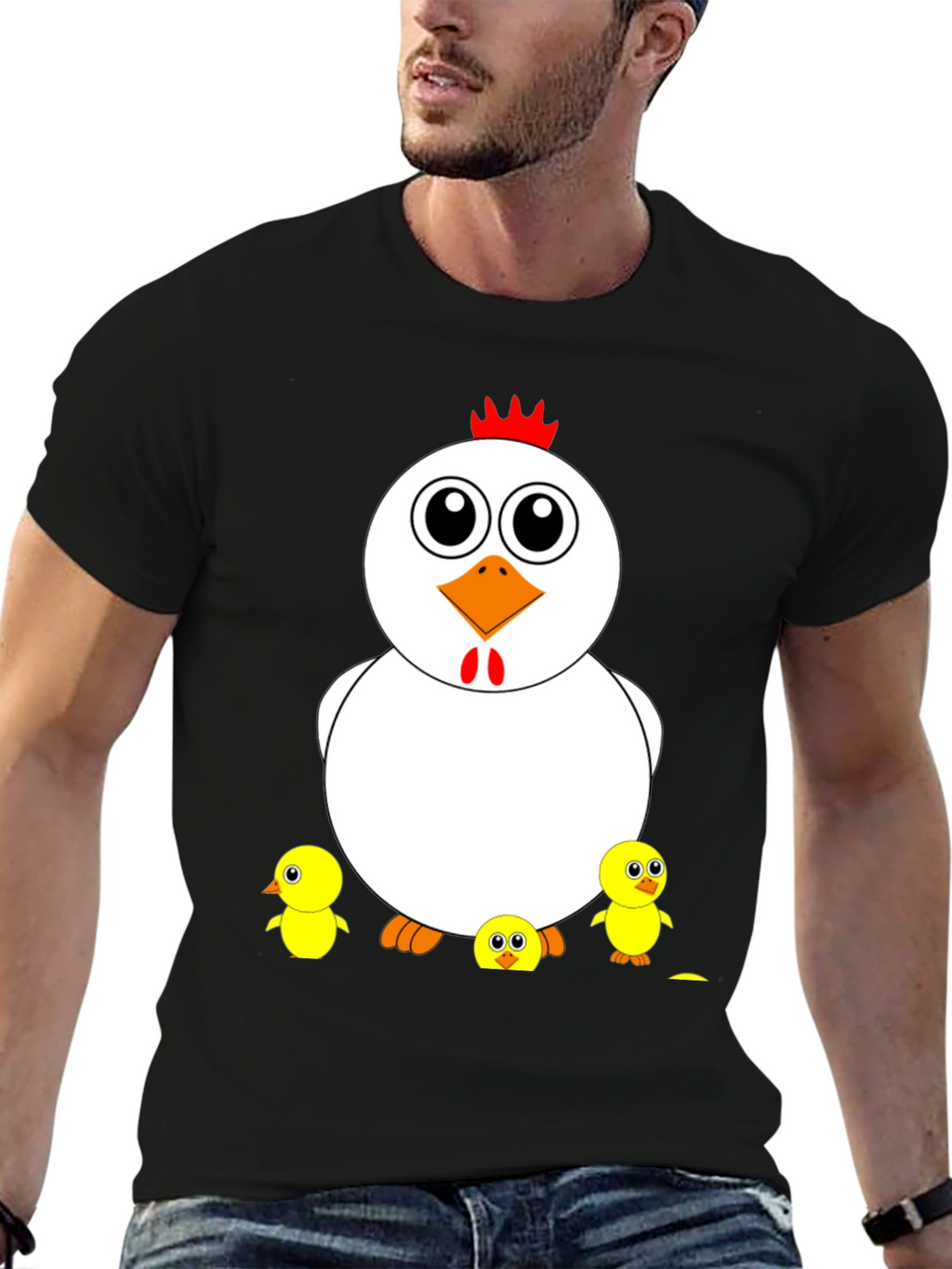 Funny Chicken & Chicks Graphic T-Shirt