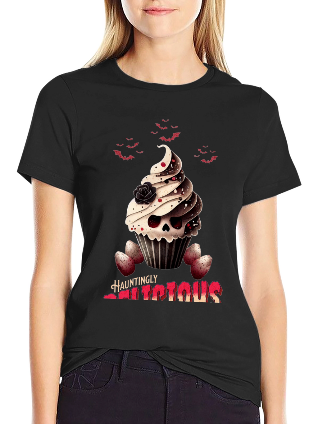 Hauntingly Delicious Cupcake Skull T-Shirt