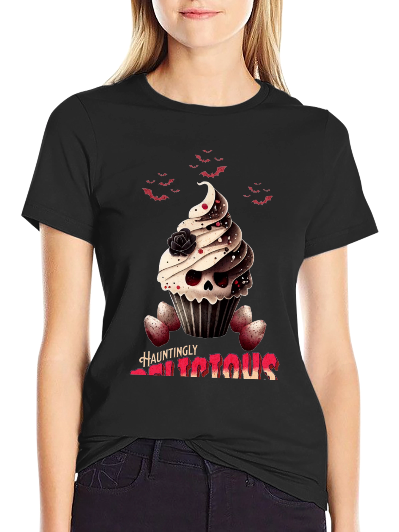 Hauntingly Delicious Cupcake Skull T-Shirt