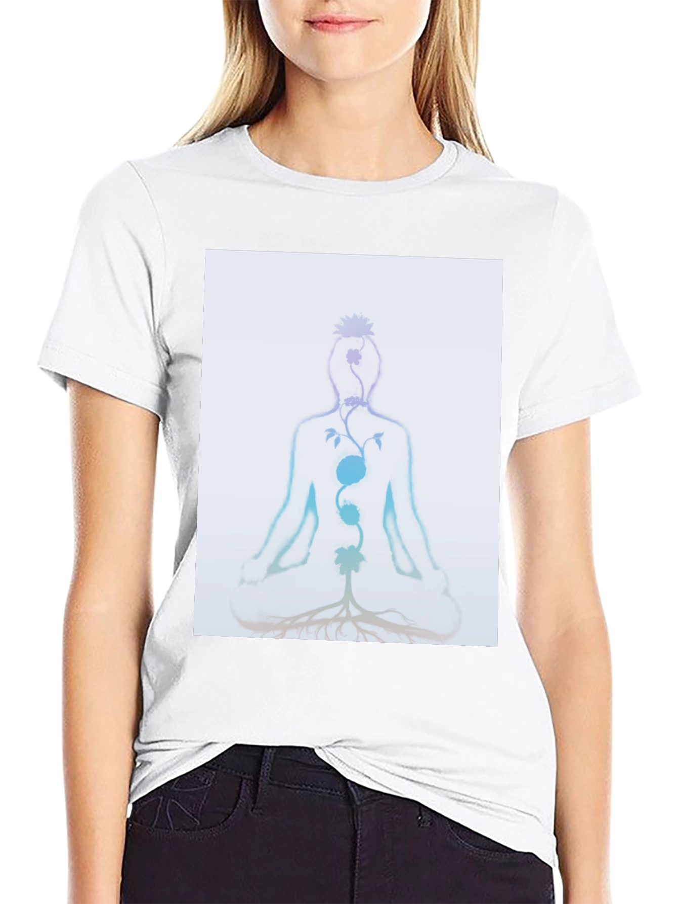 Chakra Meditation Tee - Spiritual Black T-Shirt