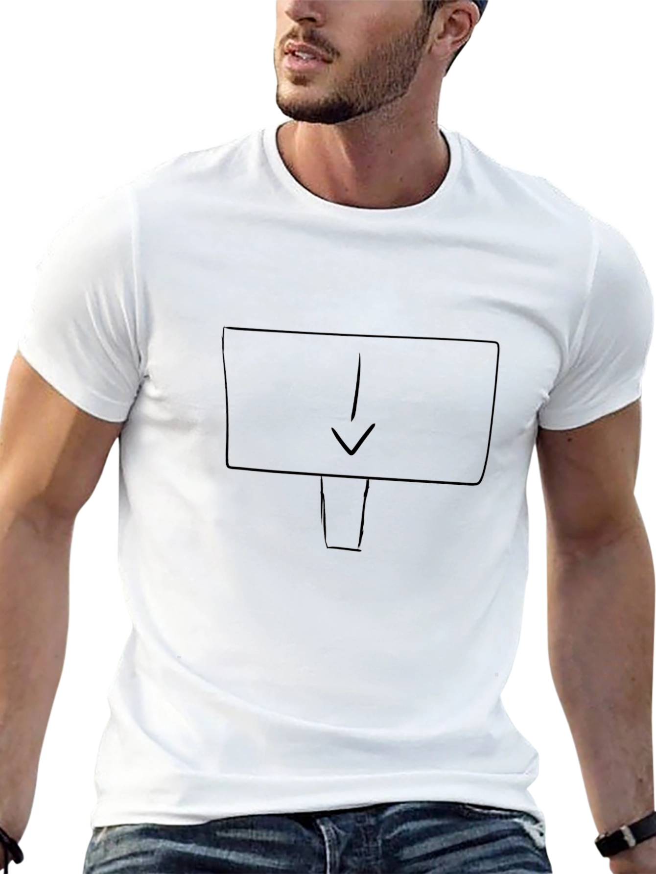Mens Black Graphic T-Shirt - Down Arrow Design