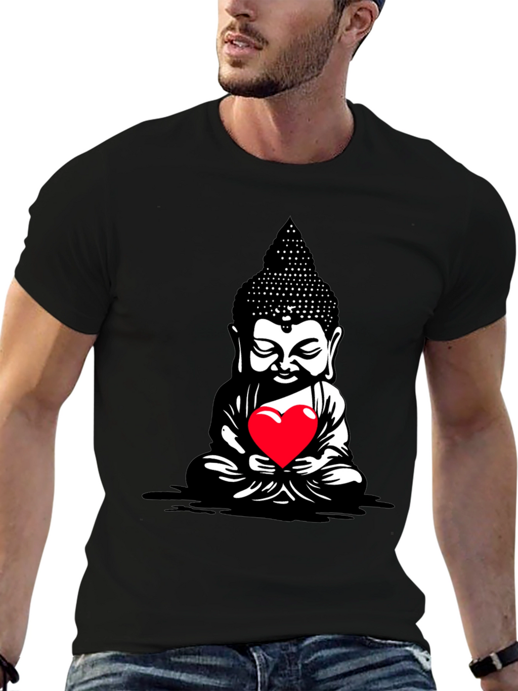 Buddha Heart Graphic Tee - Meditative Style