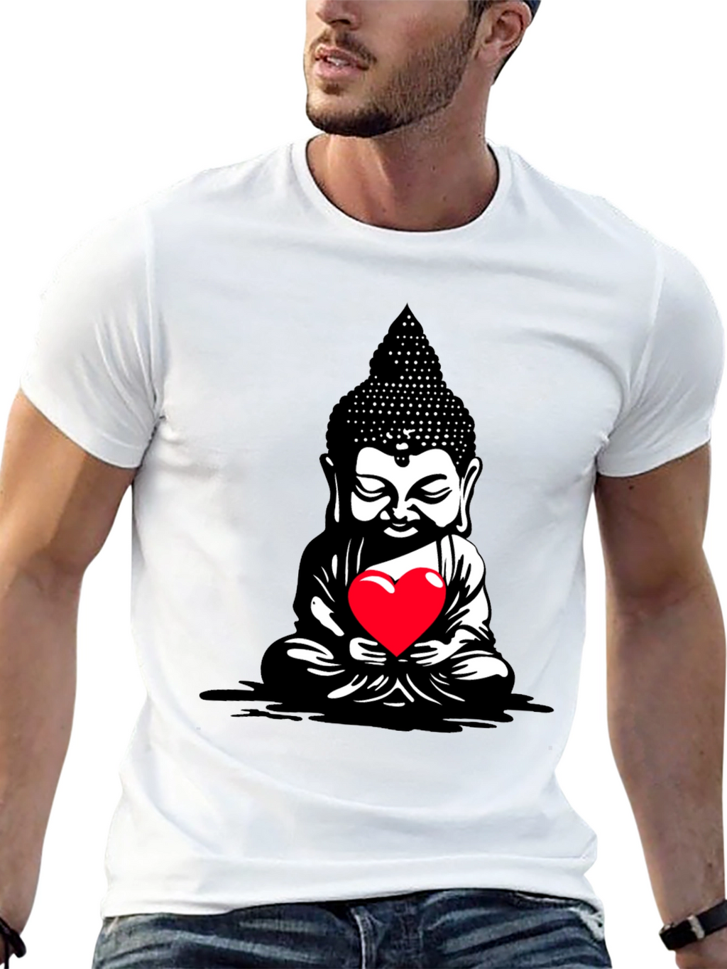 Buddha Heart Graphic Tee - Meditative Style