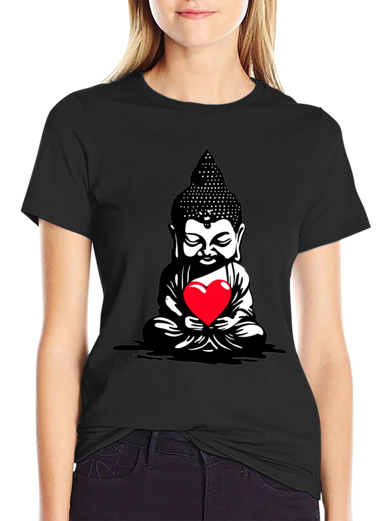 Buddha Heart Graphic Tee - Meditative Style