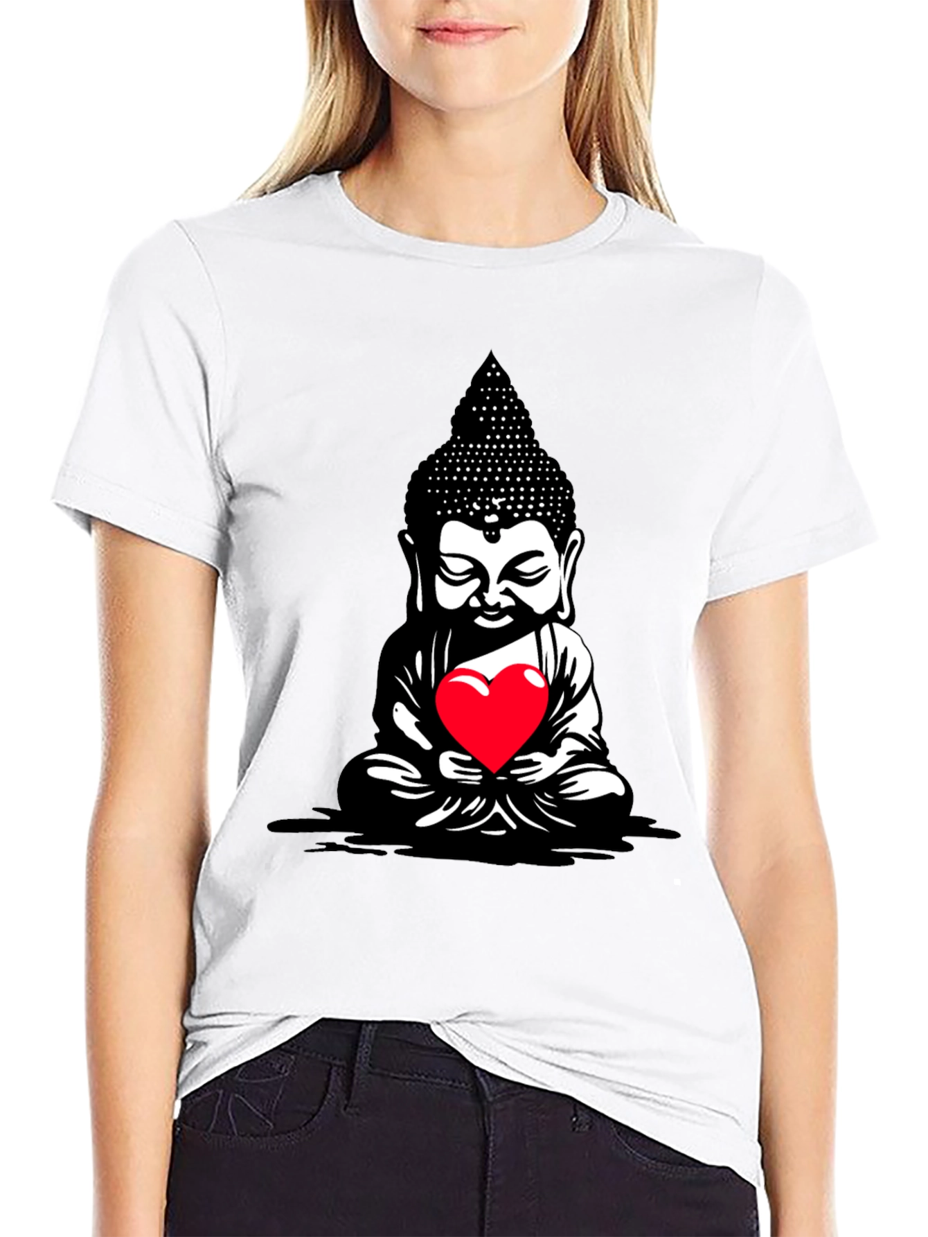 Buddha Heart Graphic Tee - Meditative Style