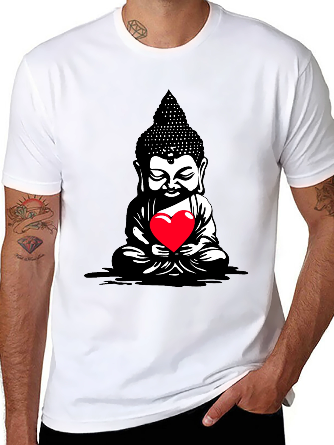 Buddha Heart Graphic Tee - Meditative Style