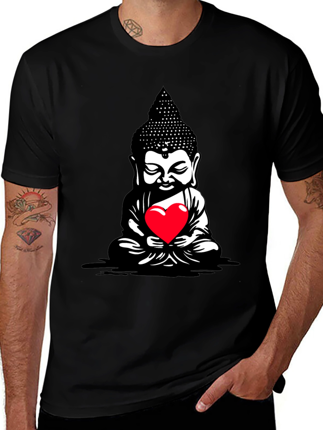 Buddha Heart Graphic Tee - Meditative Style