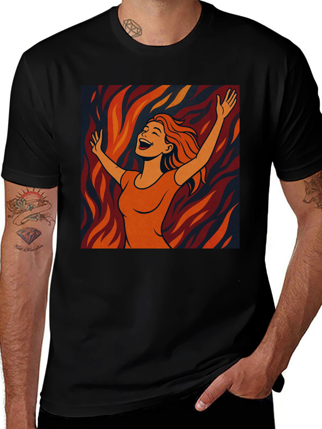 Joyful Woman Graphic Tee - Trendy Black T-Shirt