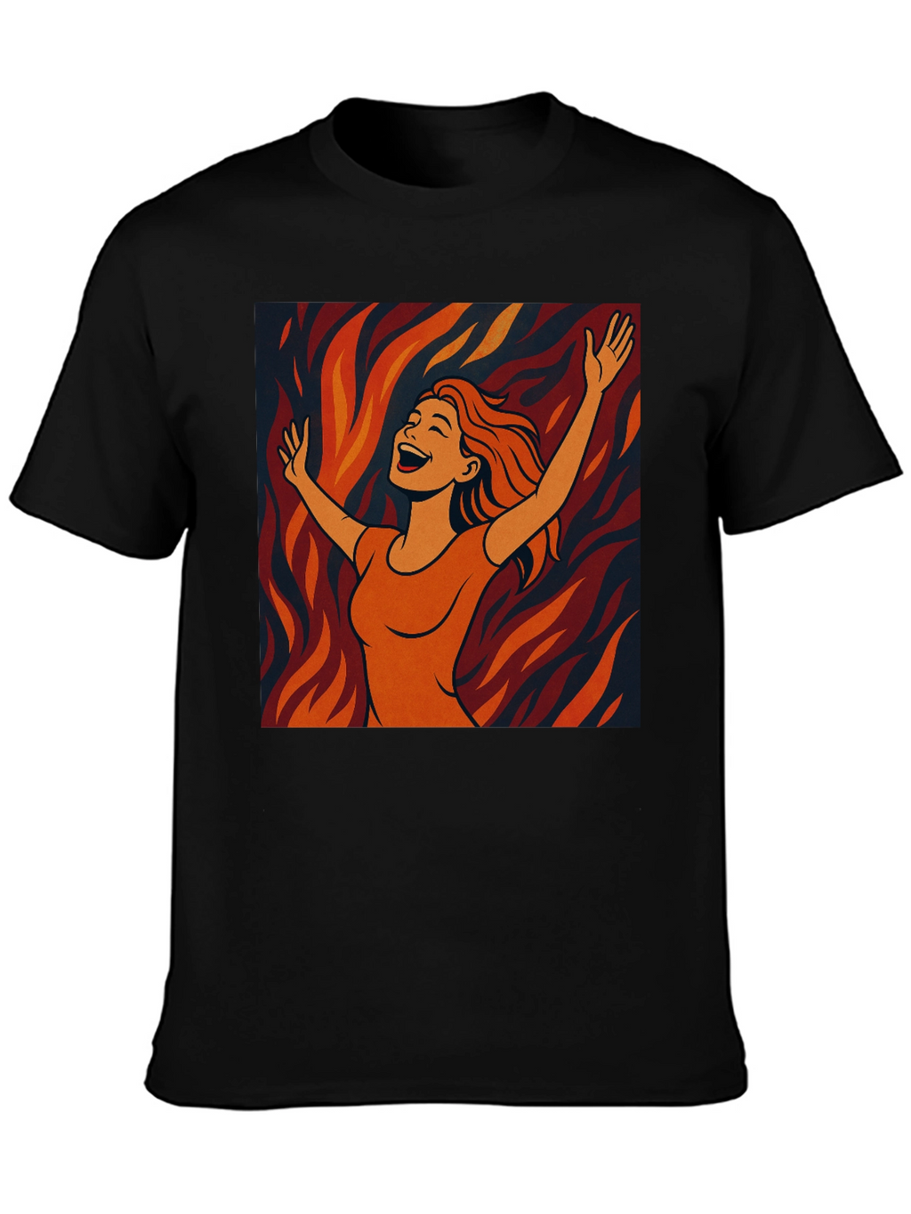 Joyful Woman Graphic Tee - Trendy Black T-Shirt